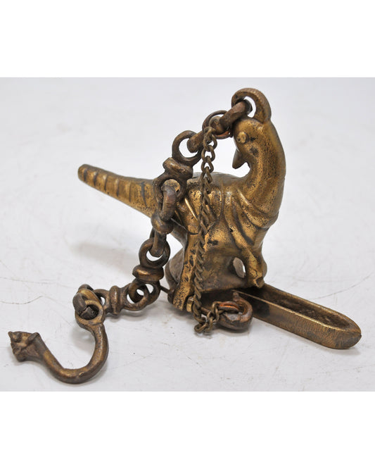 Antique Brass Bird Shape Hanging Diya Light Lamp Original Old Fine Engraved
