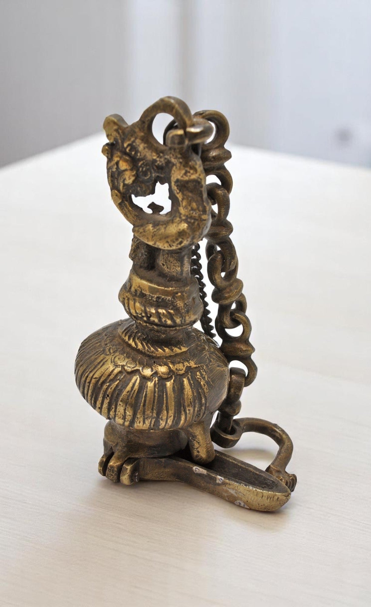 Antique Brass Bird Shape Hanging Diya Light Lamp Original Old Fine Engraved