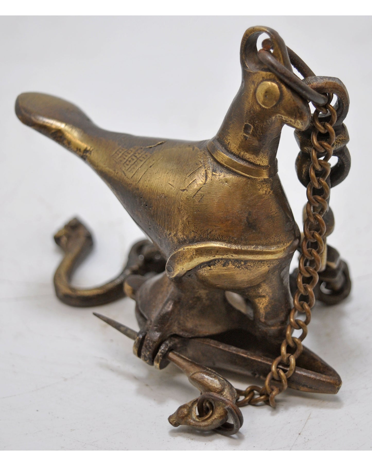 Antique Brass Bird Shape Hanging Diya Light Lamp Original Old Fine Engraved