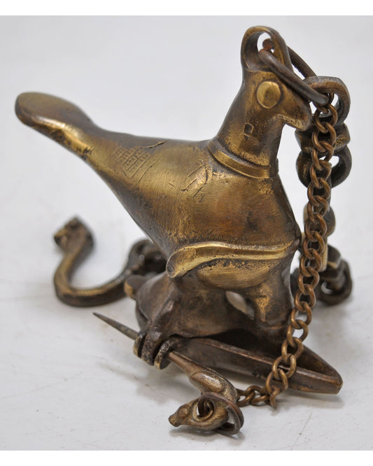 Antique Brass Bird Shape Hanging Diya Light Lamp Original Old Fine Engraved