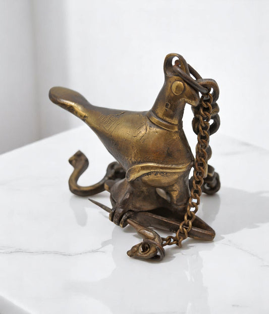 Antique Brass Bird Shape Hanging Diya Light Lamp Original Old Fine Engraved
