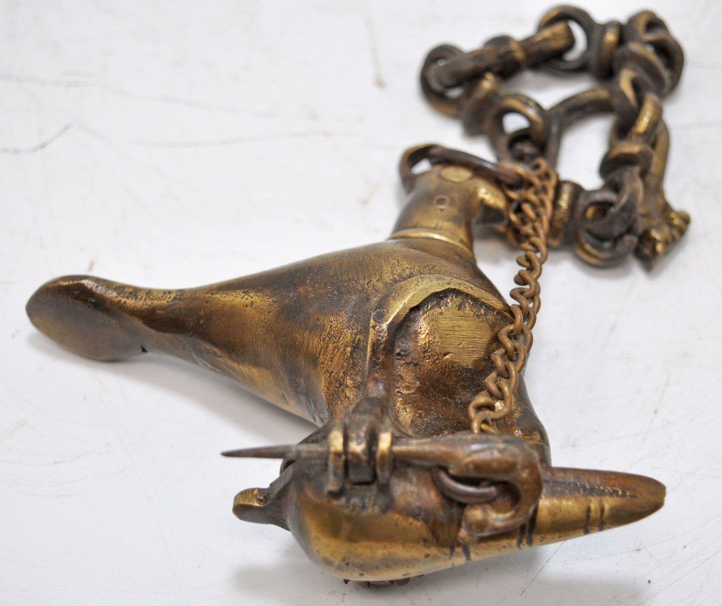 Antique Brass Bird Shape Hanging Diya Light Lamp Original Old Fine Engraved