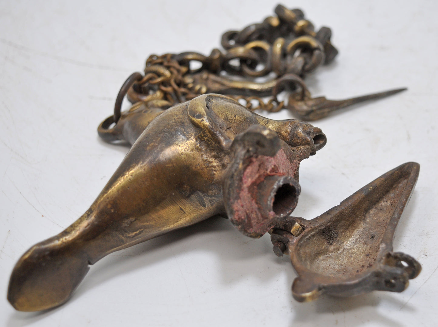 Antique Brass Bird Shape Hanging Diya Light Lamp Original Old Fine Engraved