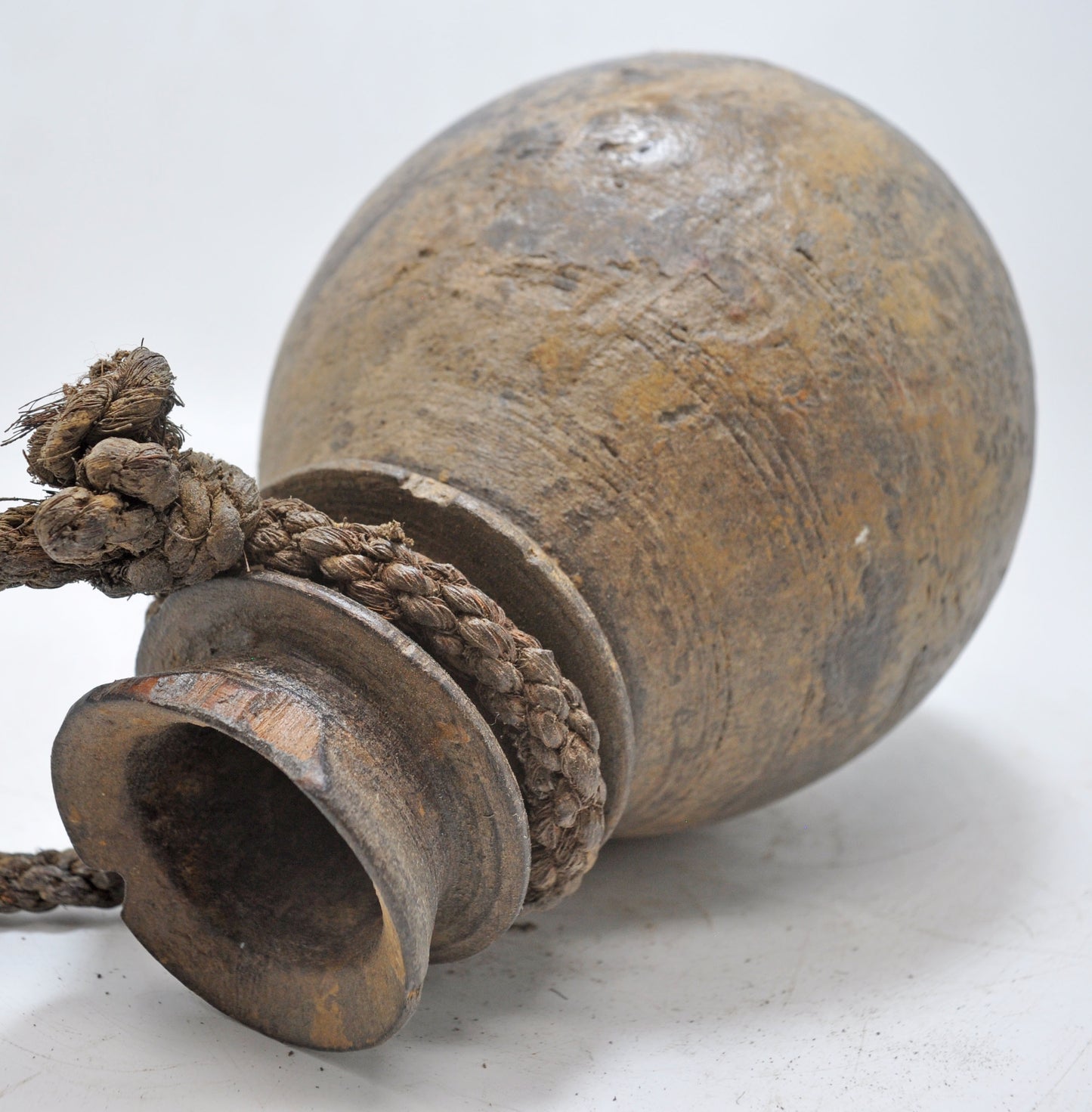 Antique Wooden Himalayan Water Drinking Pot Original Old Hand Carved