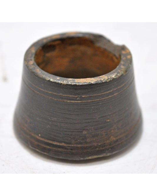 Antique Black Stone Small Round Bowl Original Old Hand Carved