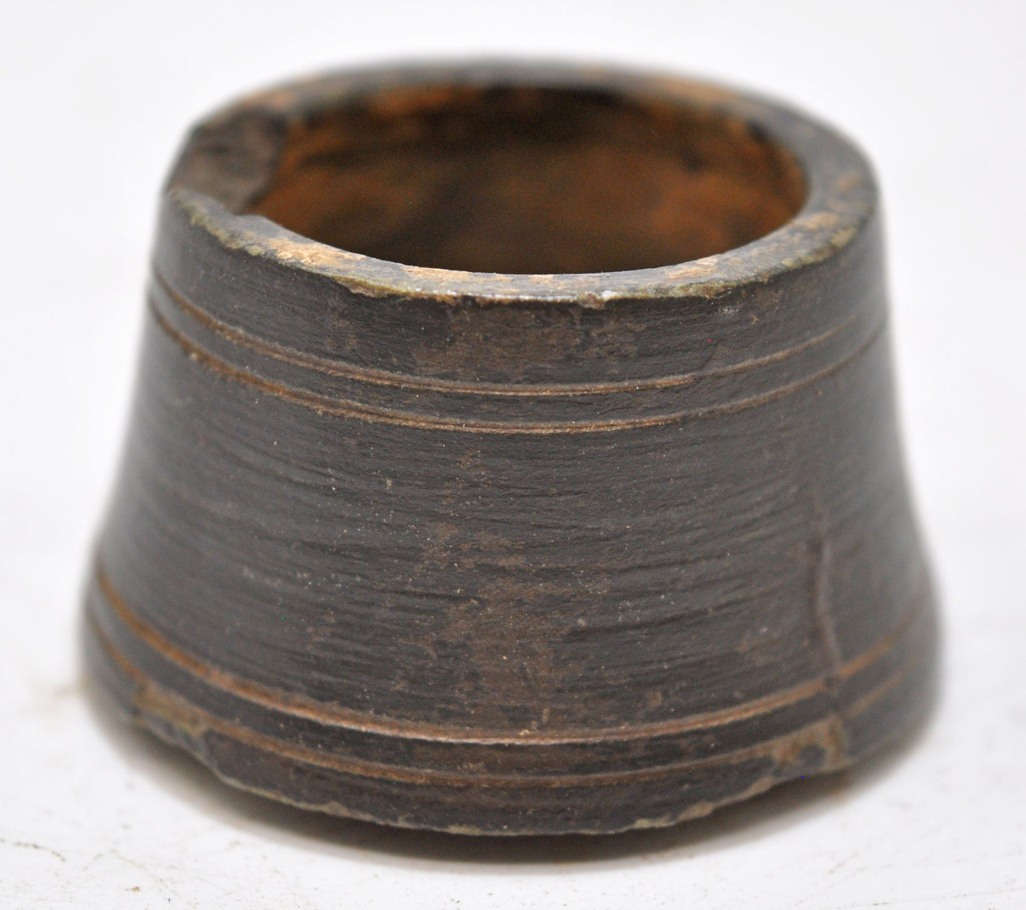 Antique Black Stone Small Round Bowl Original Old Hand Carved