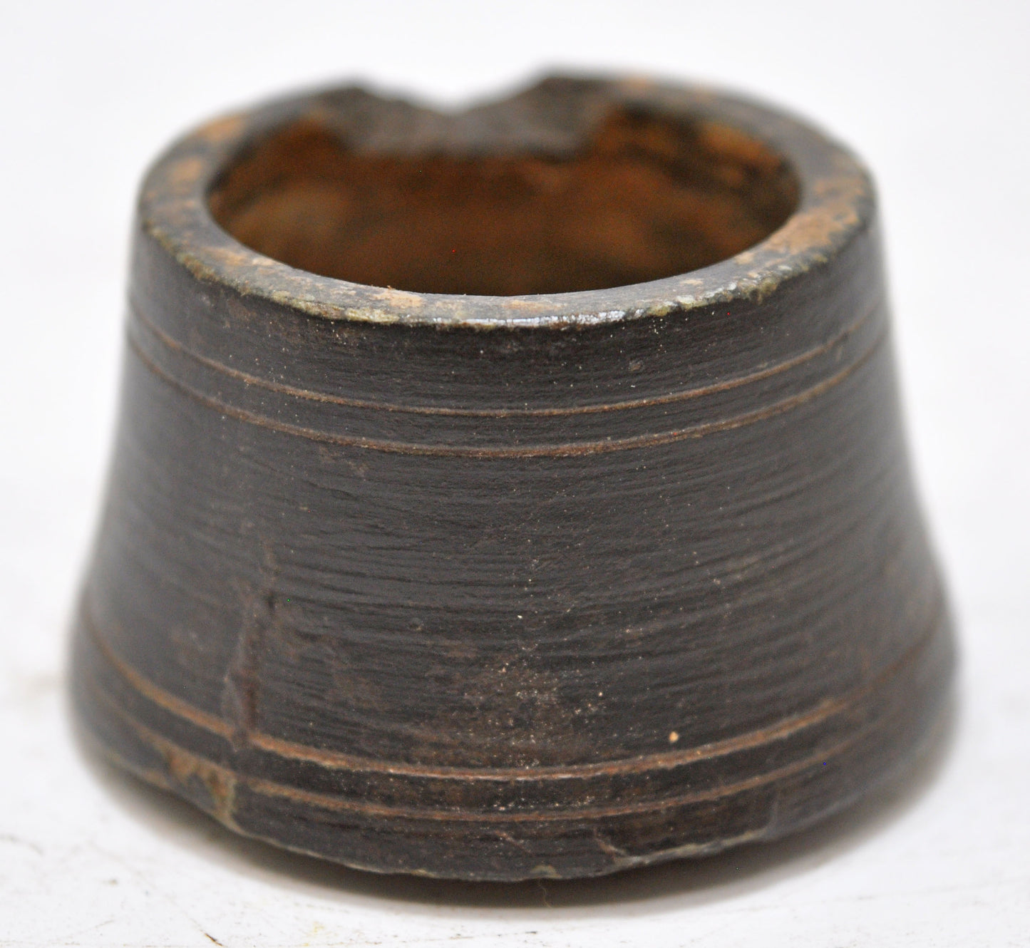 Antique Black Stone Small Round Bowl Original Old Hand Carved