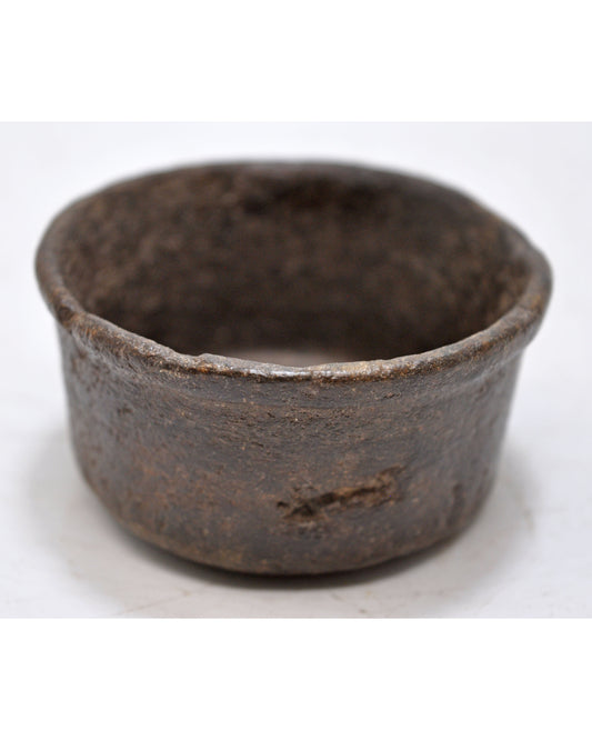 Antique Black Stone Small Round Bowl Original Old Hand Carved