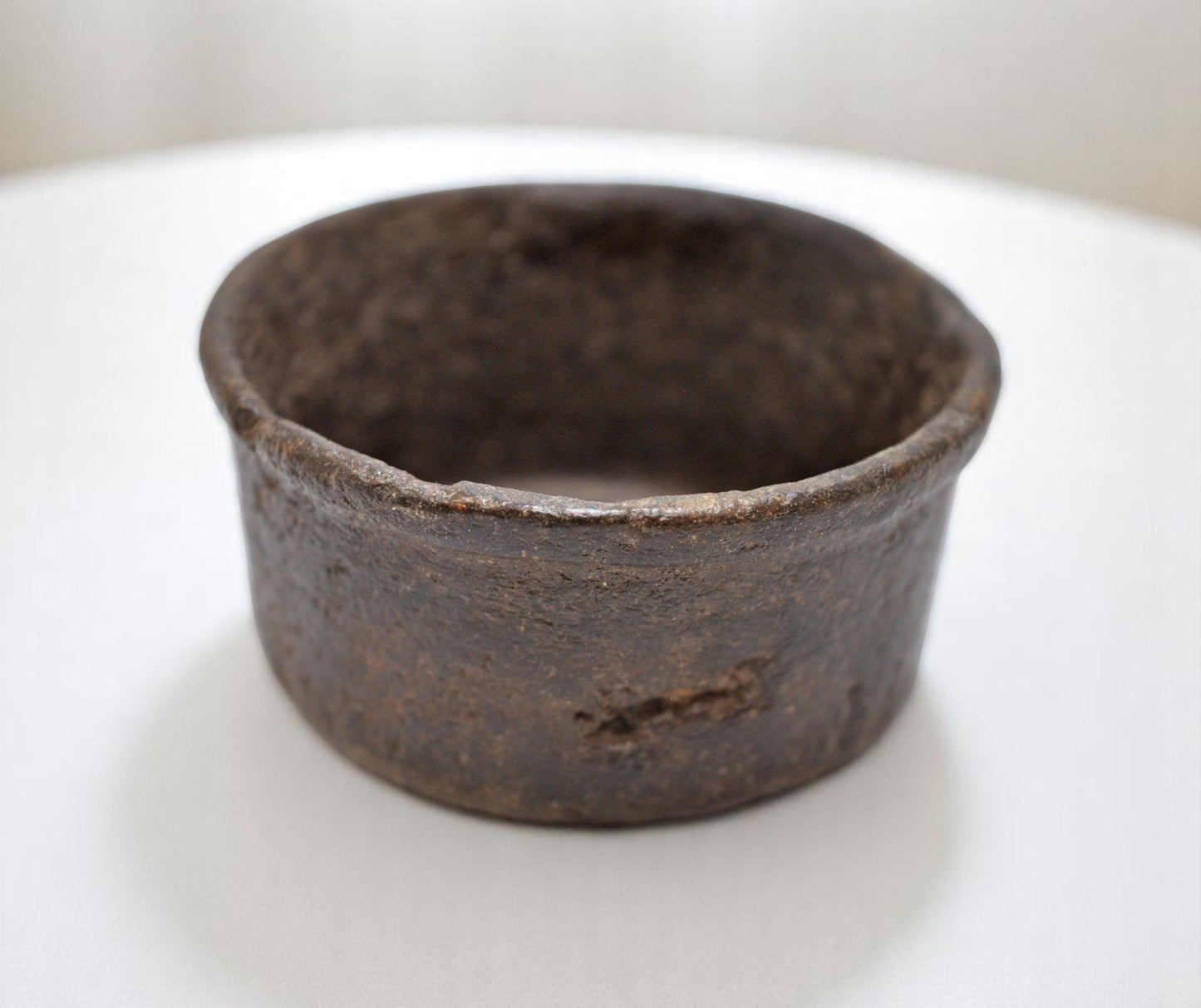 Antique Black Stone Small Round Bowl Original Old Hand Carved