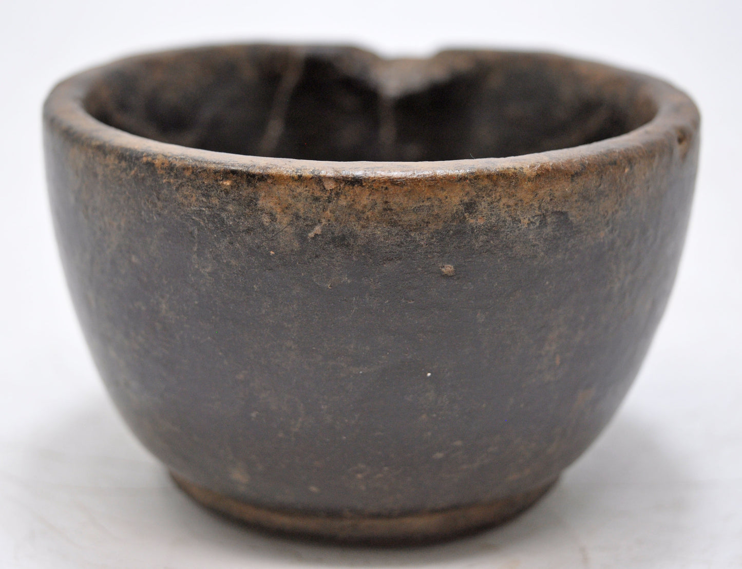 Antique Black Stone Small Round Bowl Original Old Hand Carved