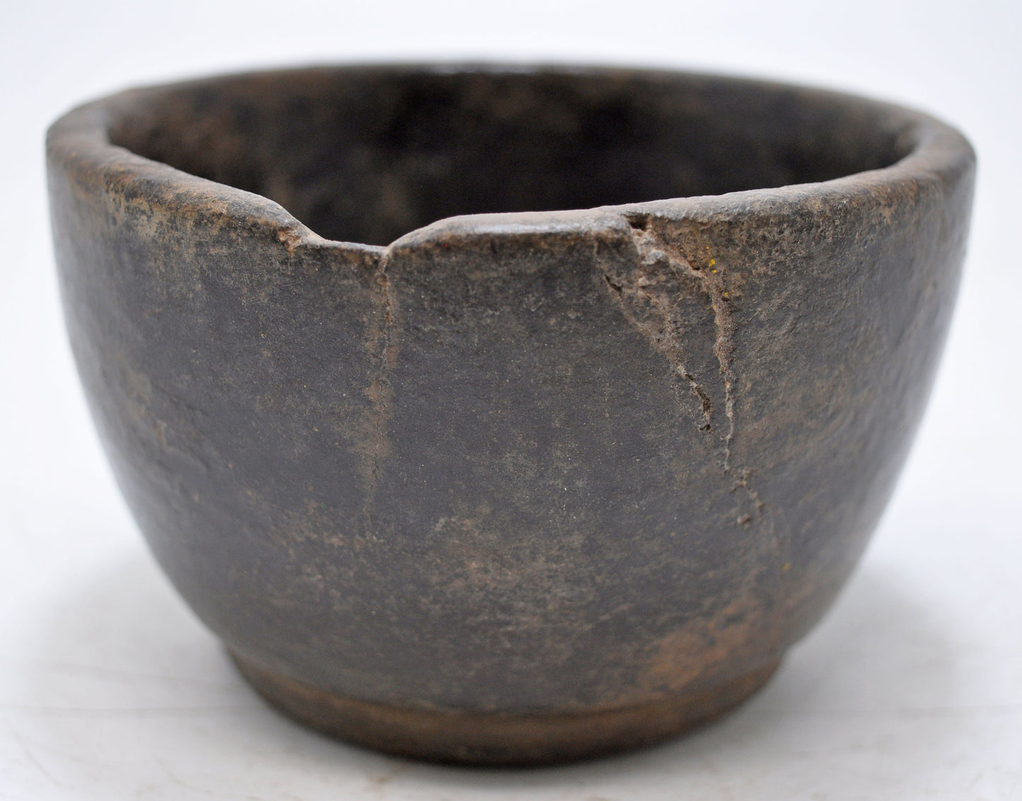 Antique Black Stone Small Round Bowl Original Old Hand Carved