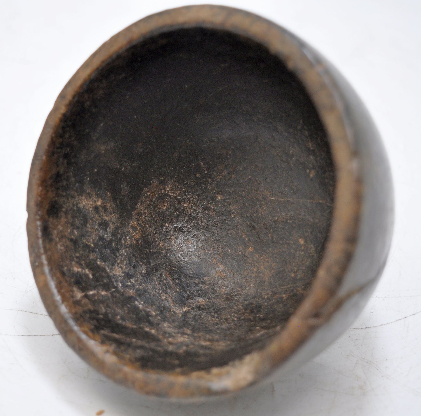 Antique Black Stone Small Round Bowl Original Old Hand Carved