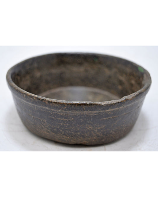 Antique Black Stone Small Round Bowl Original Old Hand Carved