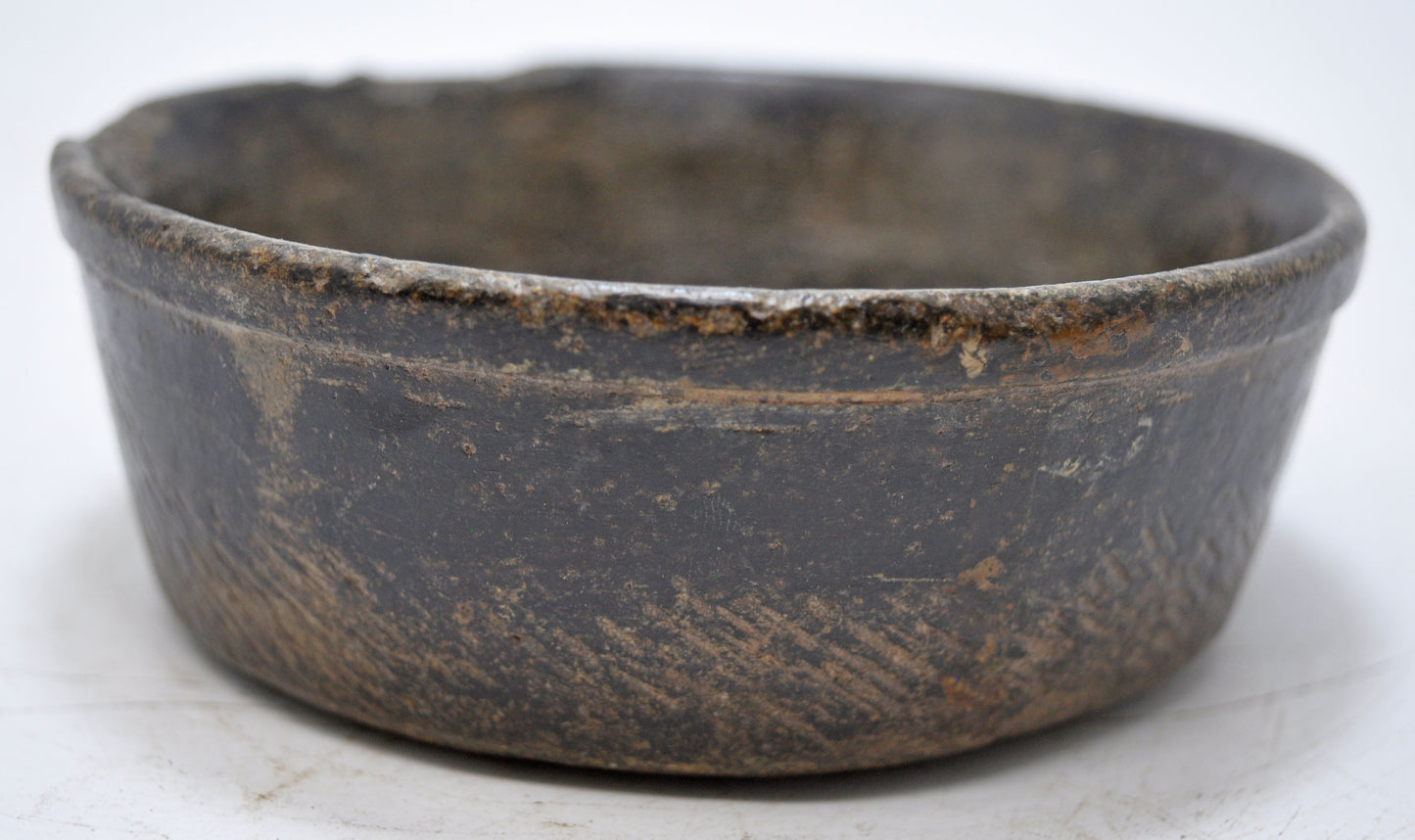 Antique Black Stone Small Round Bowl Original Old Hand Carved