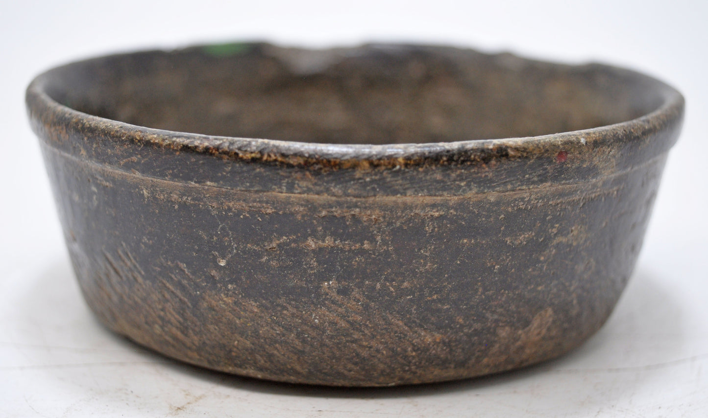 Antique Black Stone Small Round Bowl Original Old Hand Carved