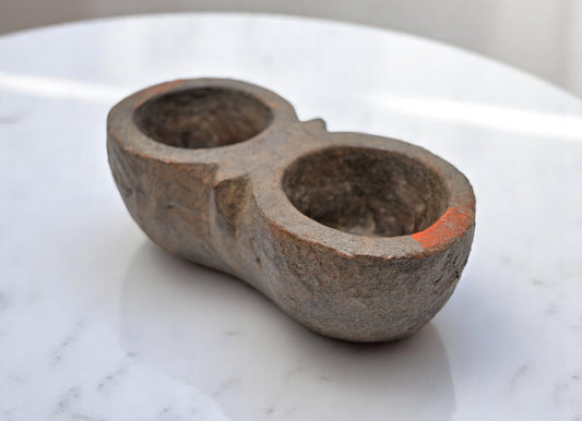 Antique Sand Stone Kitchenware Spice Bowl Original Old Hand Carved