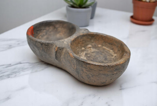 Antique Sand Stone Kitchenware Spice Bowl Original Old Hand Carved