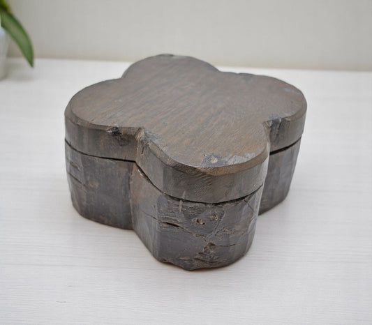 Antique Wooden Kitchenware Spice Box Original Old Hand Carved Large Heavy