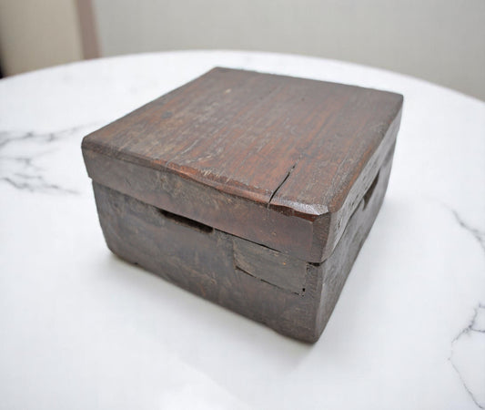 Antique Wooden Kitchenware Spice Box Original Old Hand Carved Large Heavy