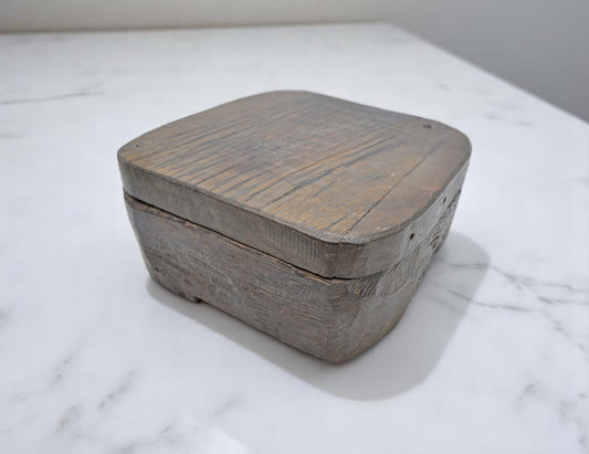 Antique Wooden Kitchenware Spice Box Original Old Hand Carved Large Heavy