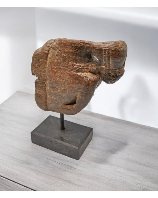 Antique Wooden Horse Head Bust Figurine Original Old Hand Carved