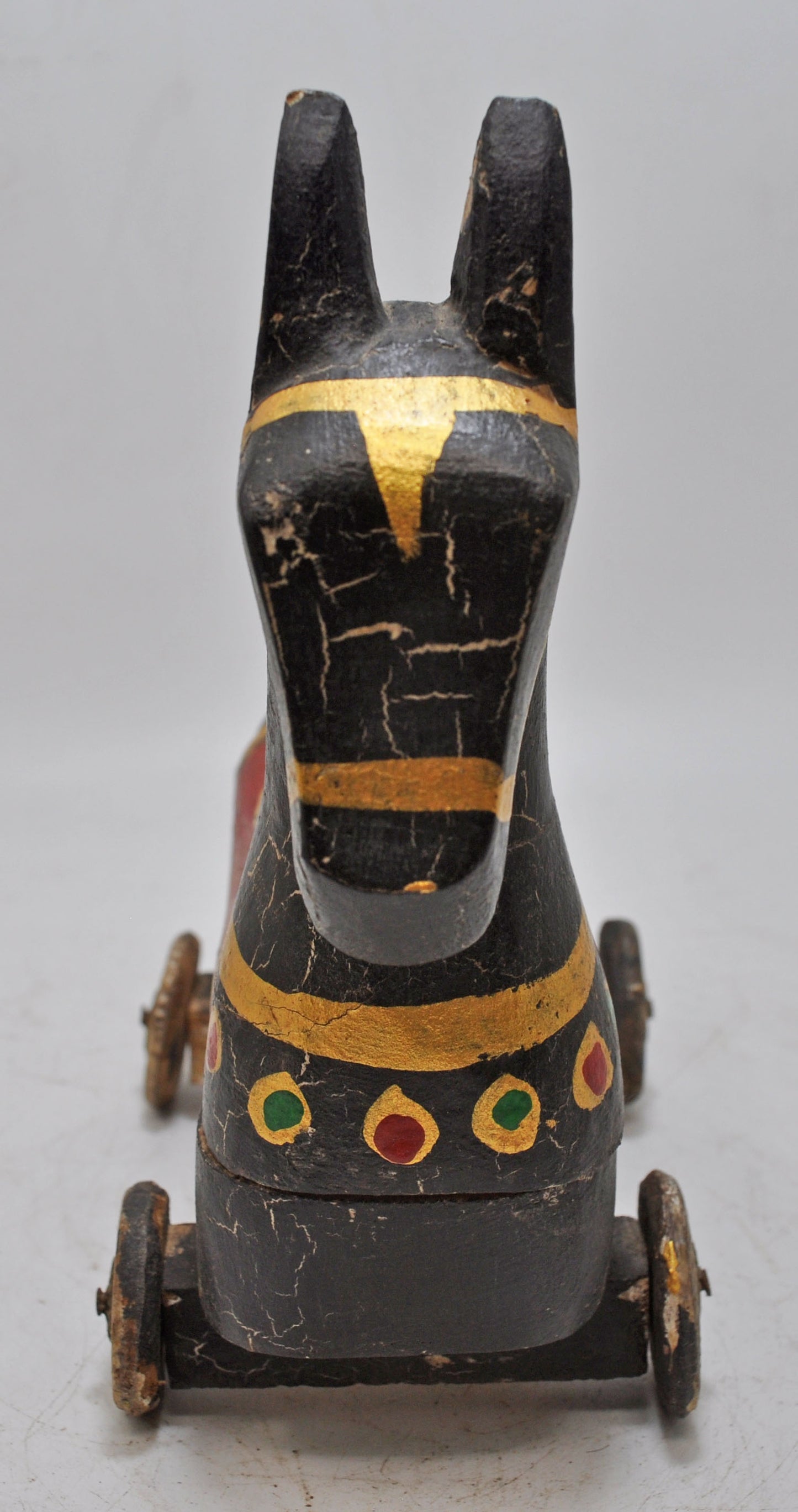 Hand Carved Wooden Horse on Wheels Figurine Spice Box Fine Hand Painted