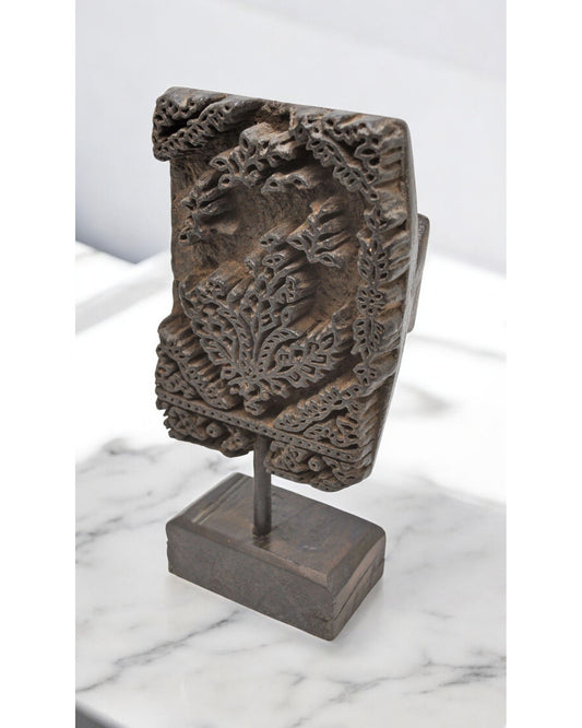 Antique Wooden Textile Printing Block Carving Original Old Hand Carved