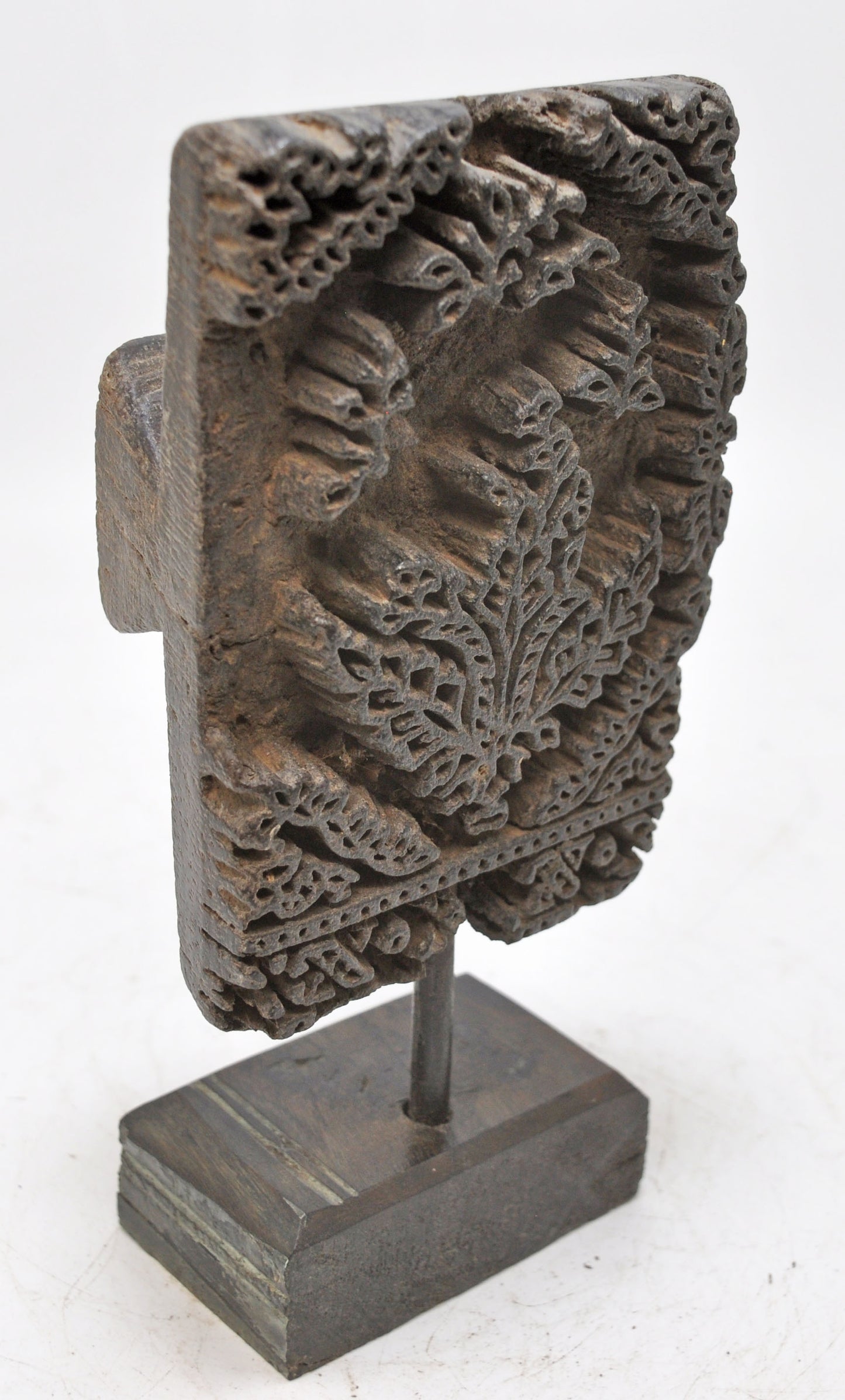 Antique Wooden Textile Printing Block Carving Original Old Hand Carved