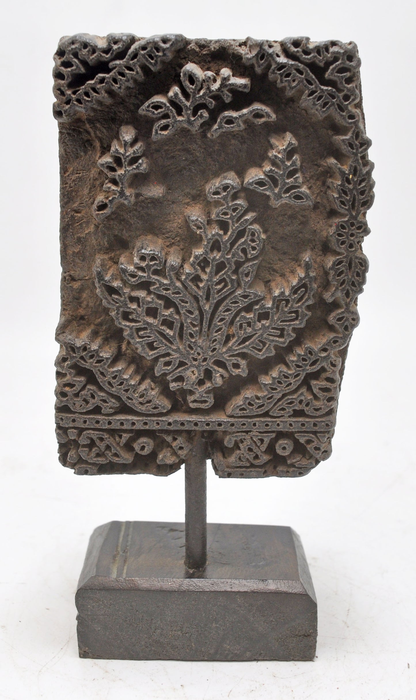 Antique Wooden Textile Printing Block Carving Original Old Hand Carved