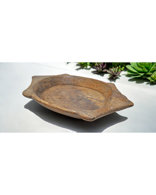 Antique Wooden Dough Kneading Parat Bowl Original Old Hand Carved