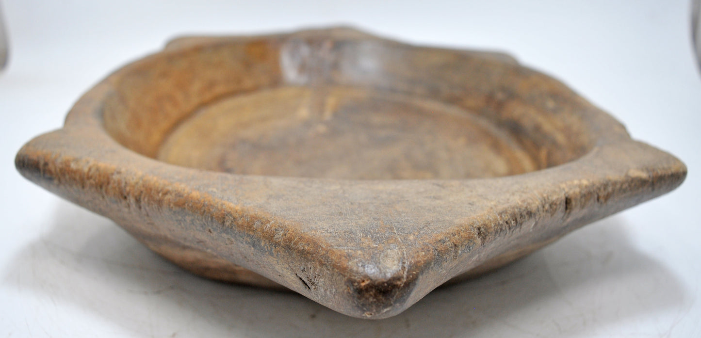 Antique Wooden Dough Kneading Parat Bowl Original Old Hand Carved