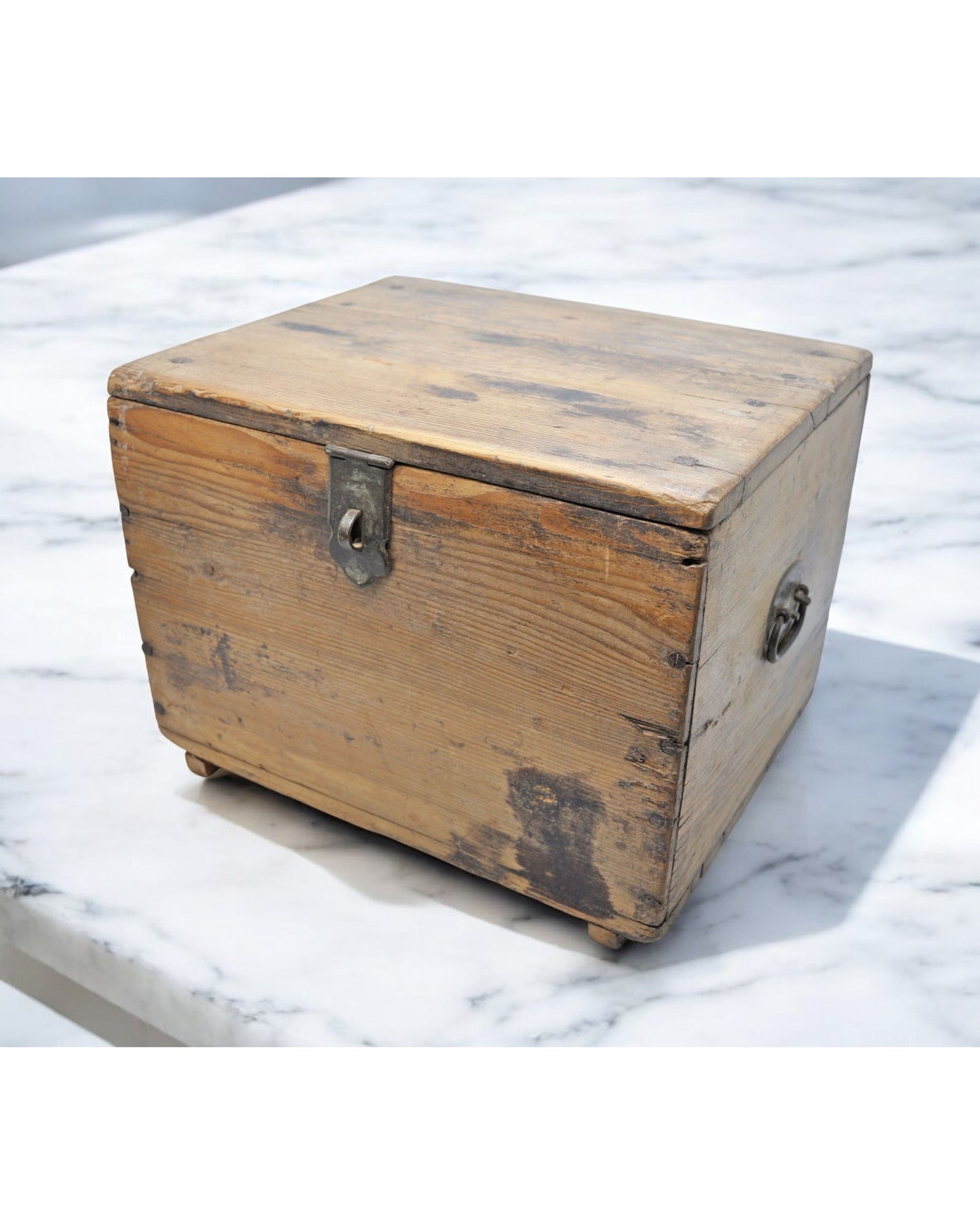Antique Wooden Large Storage Chest Box Original Old Hand Crafted