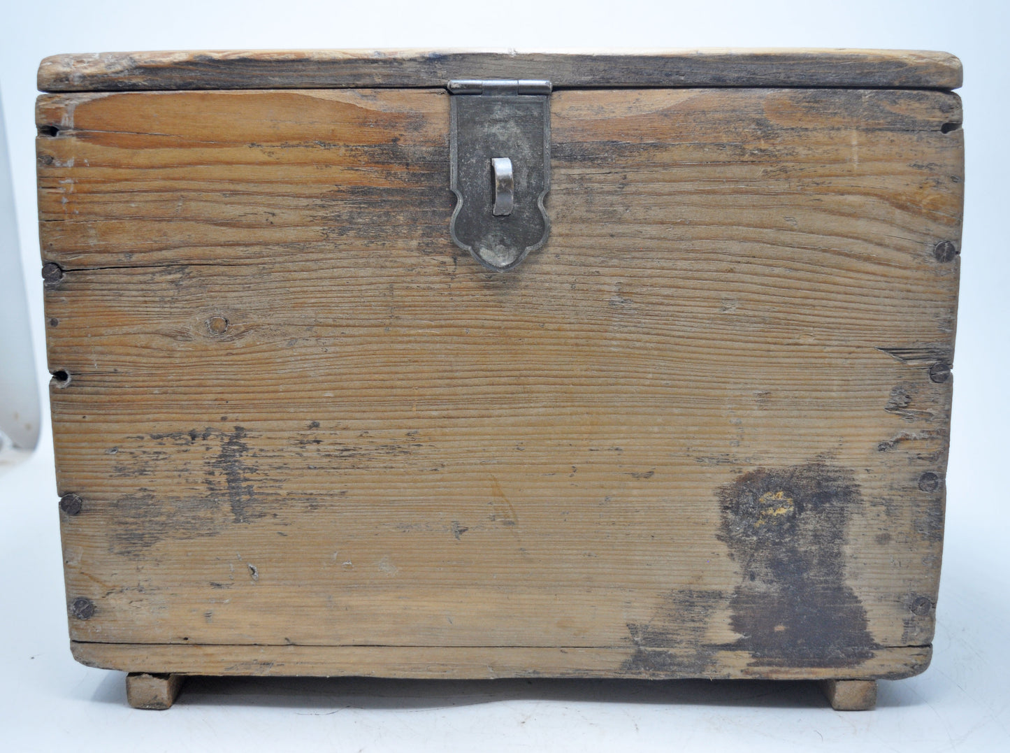 Antique Wooden Large Storage Chest Box Original Old Hand Crafted