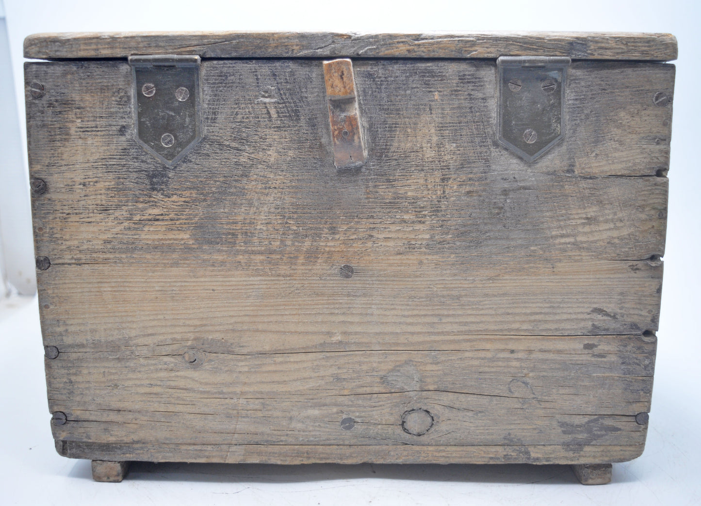 Antique Wooden Large Storage Chest Box Original Old Hand Crafted