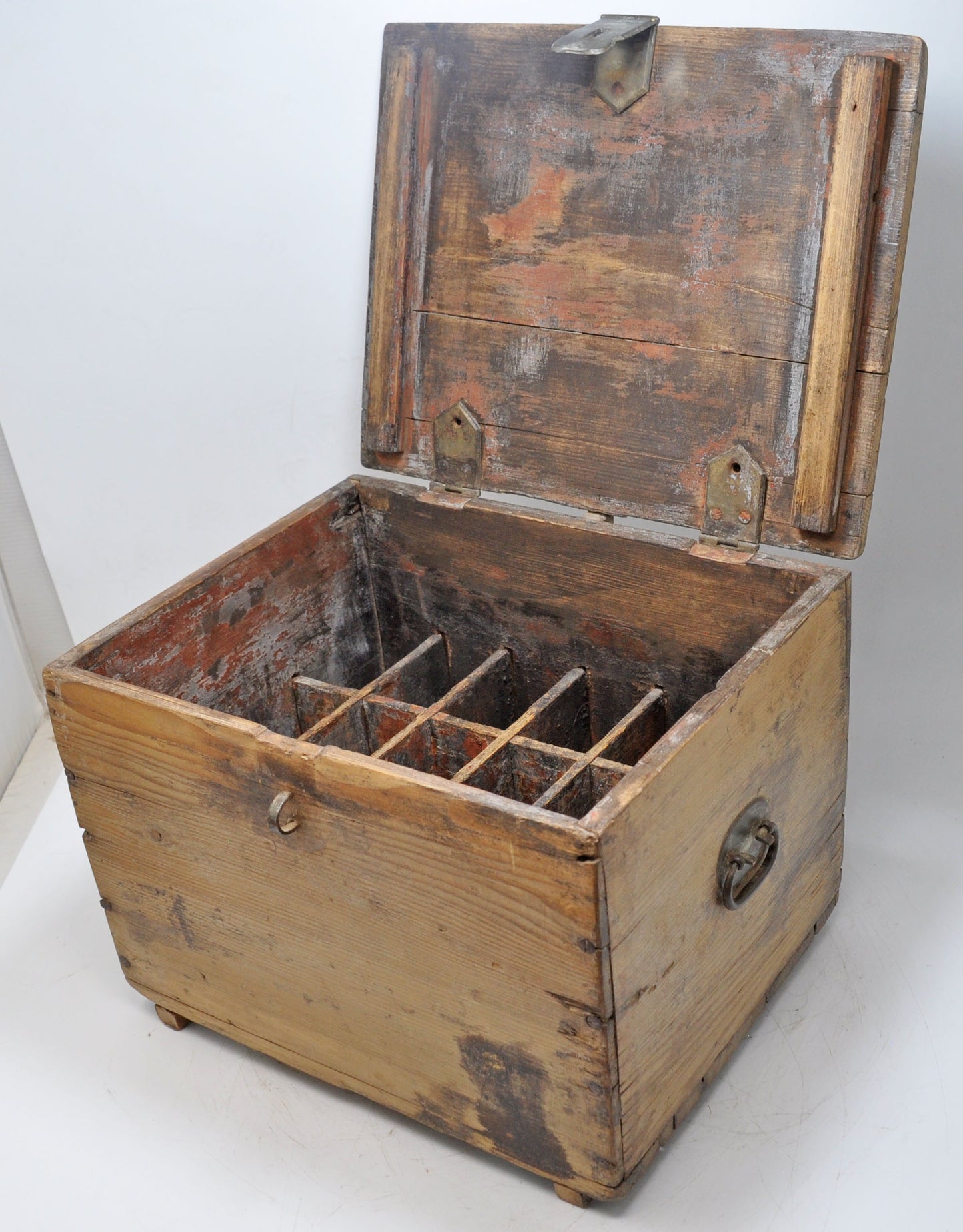 Antique Wooden Large Storage Chest Box Original Old Hand Crafted