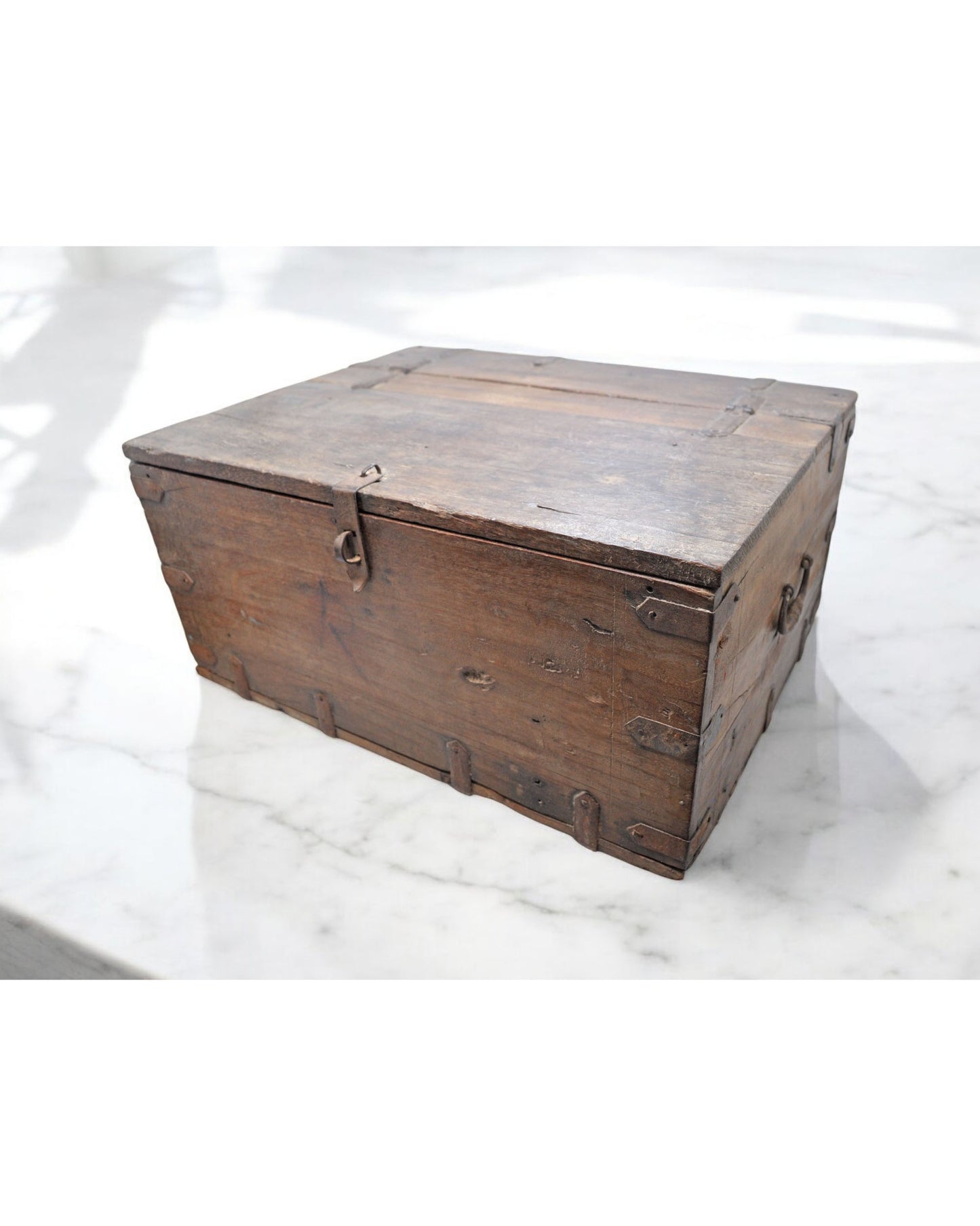 Antique Wooden Large Storage Chest Box Original Old Hand Crafted