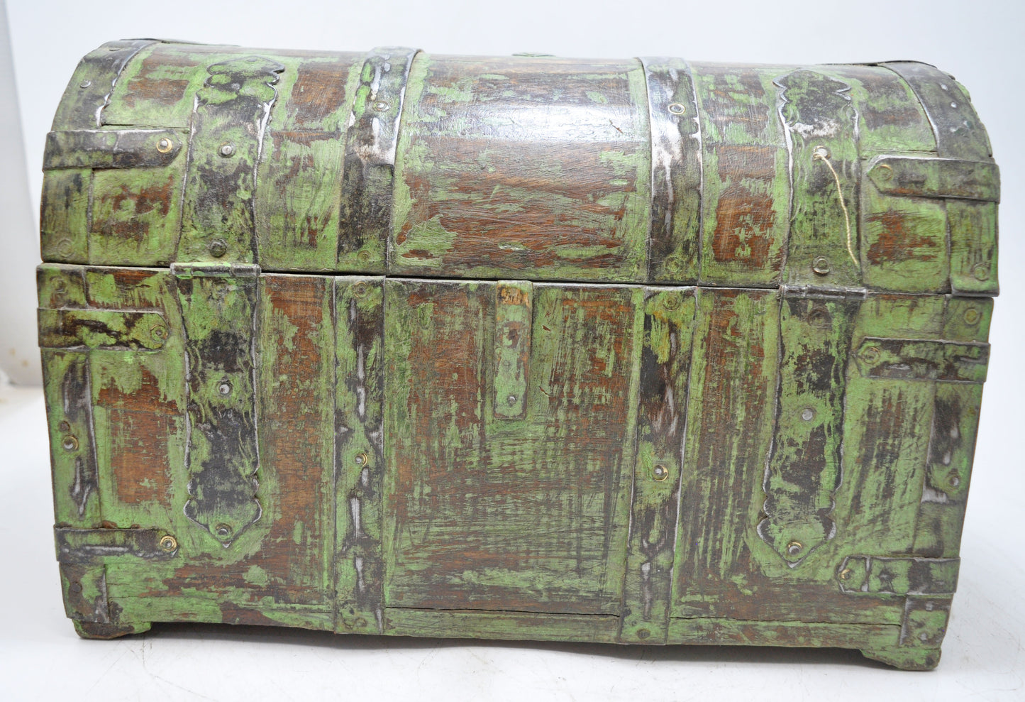 Vintage Wooden Half Round Top Storage Box Original Old Hand Crafted