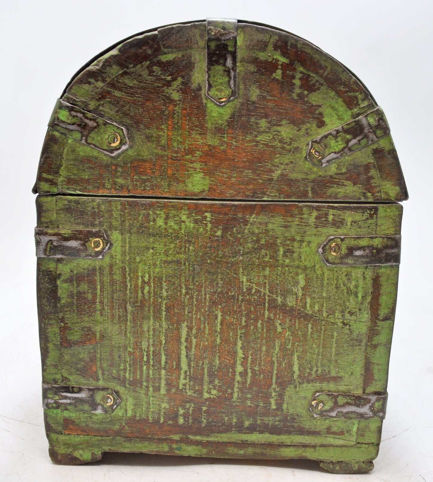 Vintage Wooden Half Round Top Storage Box Original Old Hand Crafted