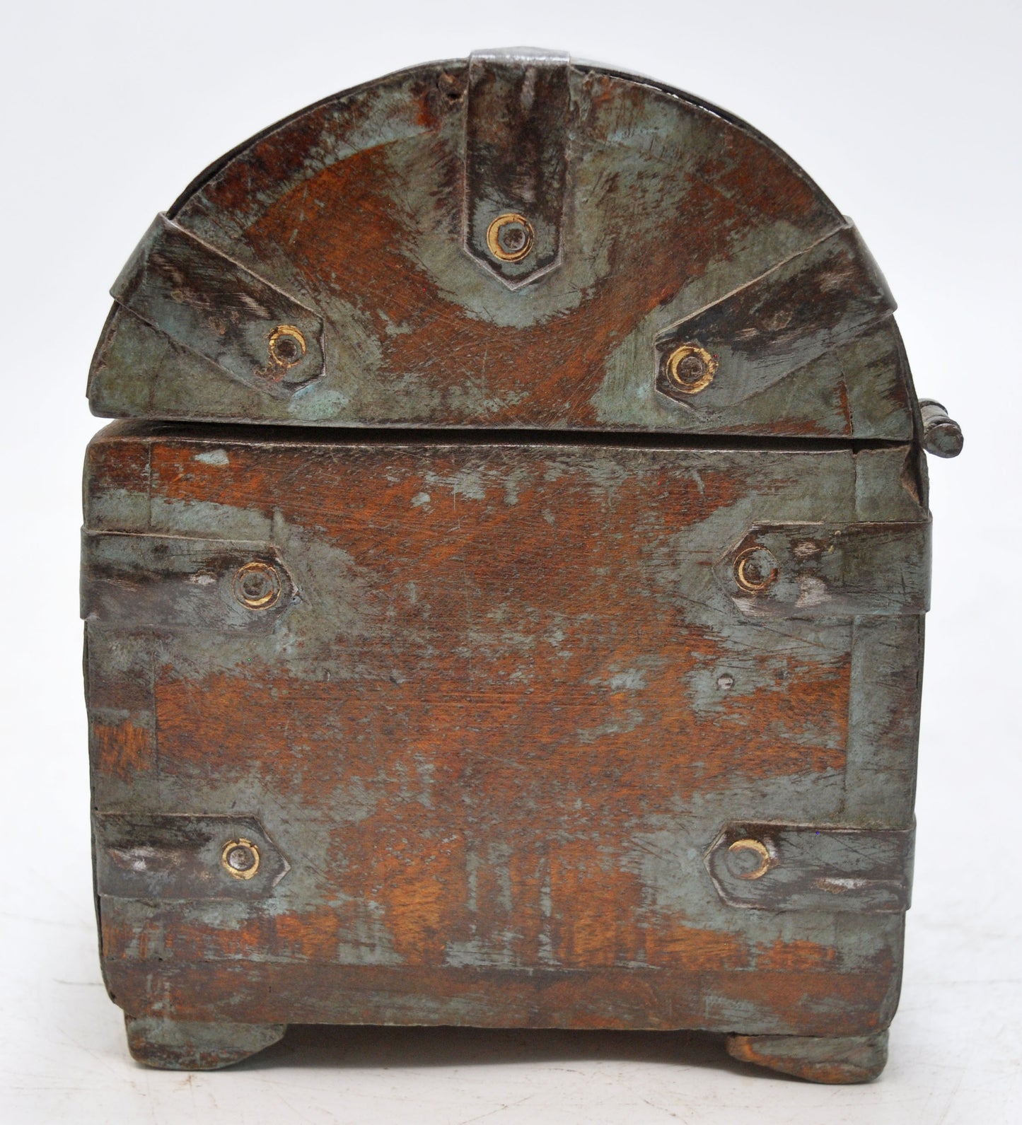 Vintage Wooden Half Round Top Storage Box Original Old Hand Crafted