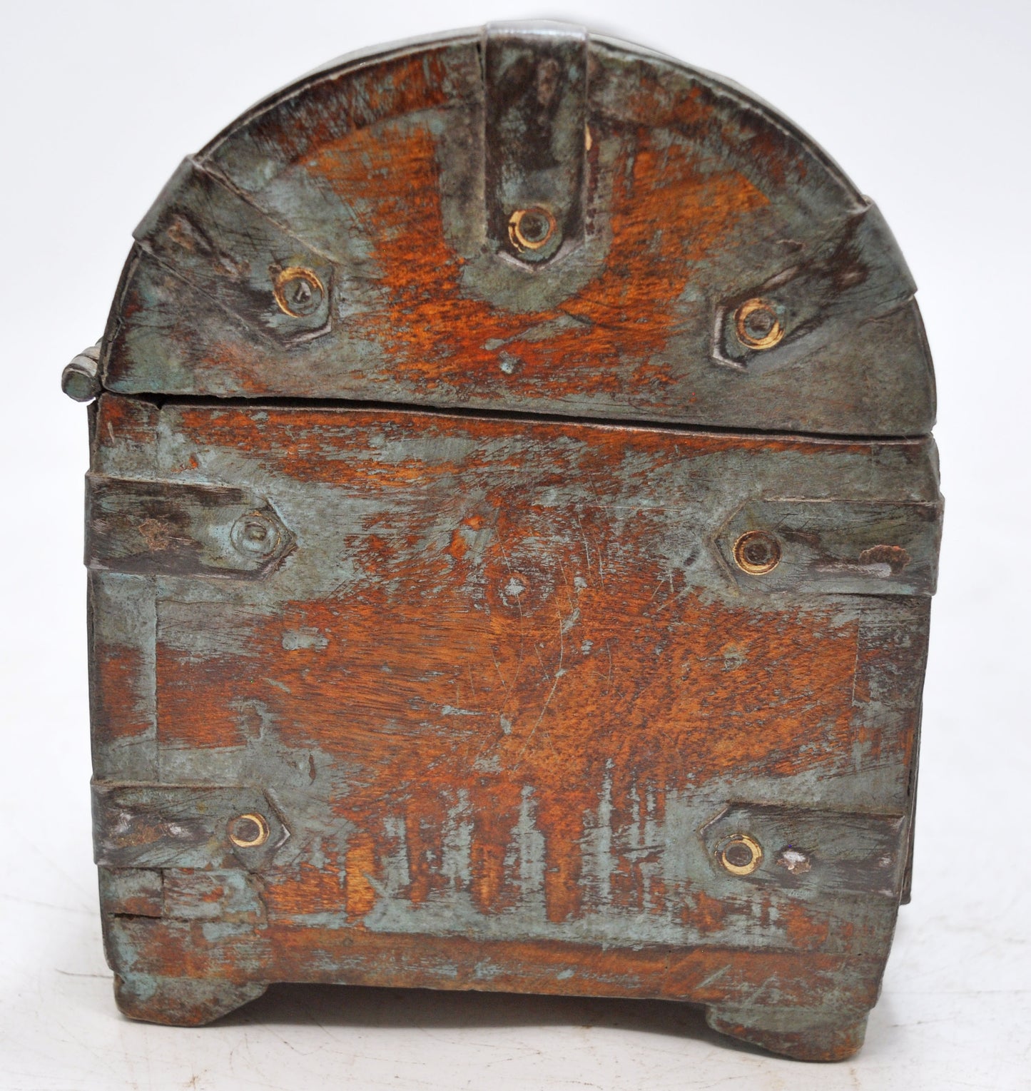 Vintage Wooden Half Round Top Storage Box Original Old Hand Crafted