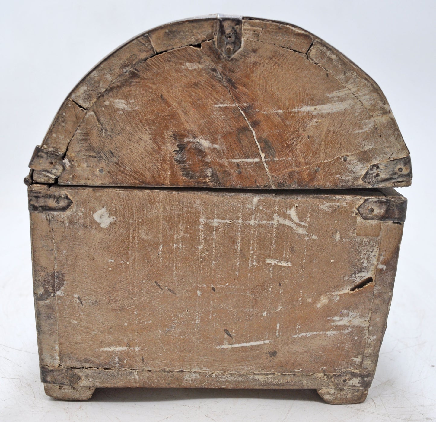 Vintage Wooden Half Round Top Storage Box Original Old Hand Crafted