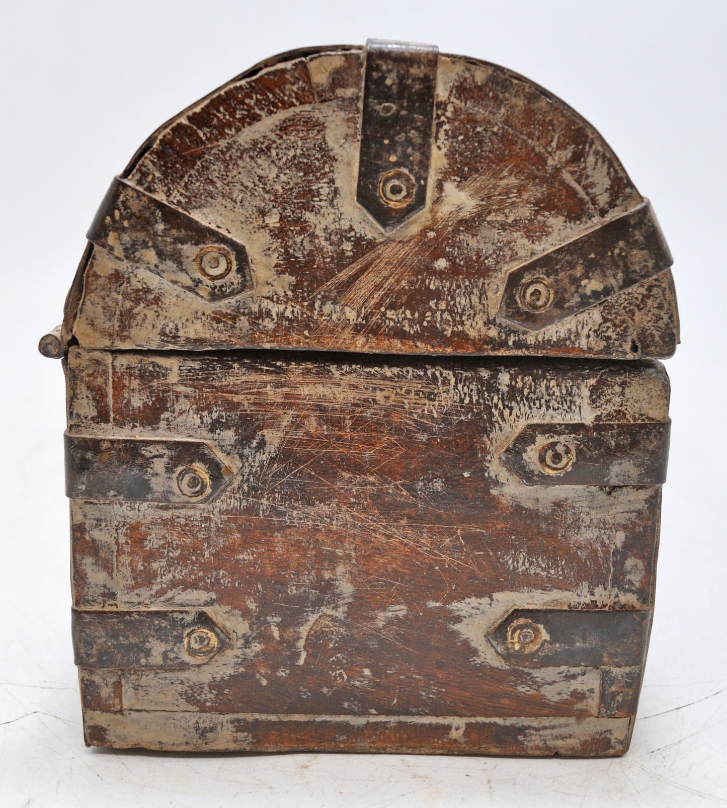 Vintage Wooden Half Round Top Storage Box Original Old Hand Crafted