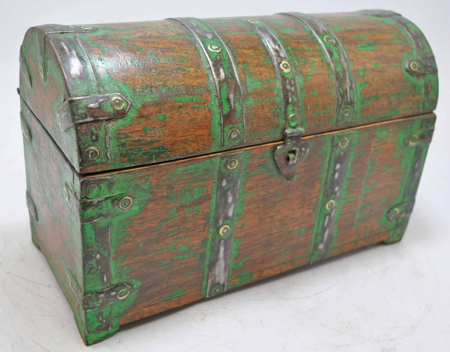 Vintage Wooden Half Round Top Storage Box Original Old Hand Crafted