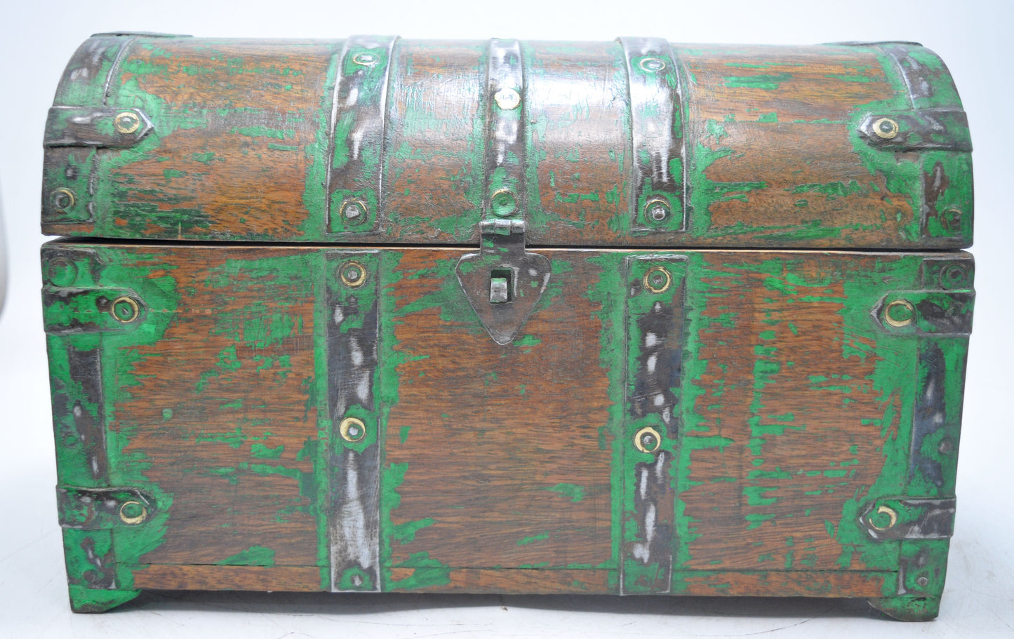 Vintage Wooden Half Round Top Storage Box Original Old Hand Crafted