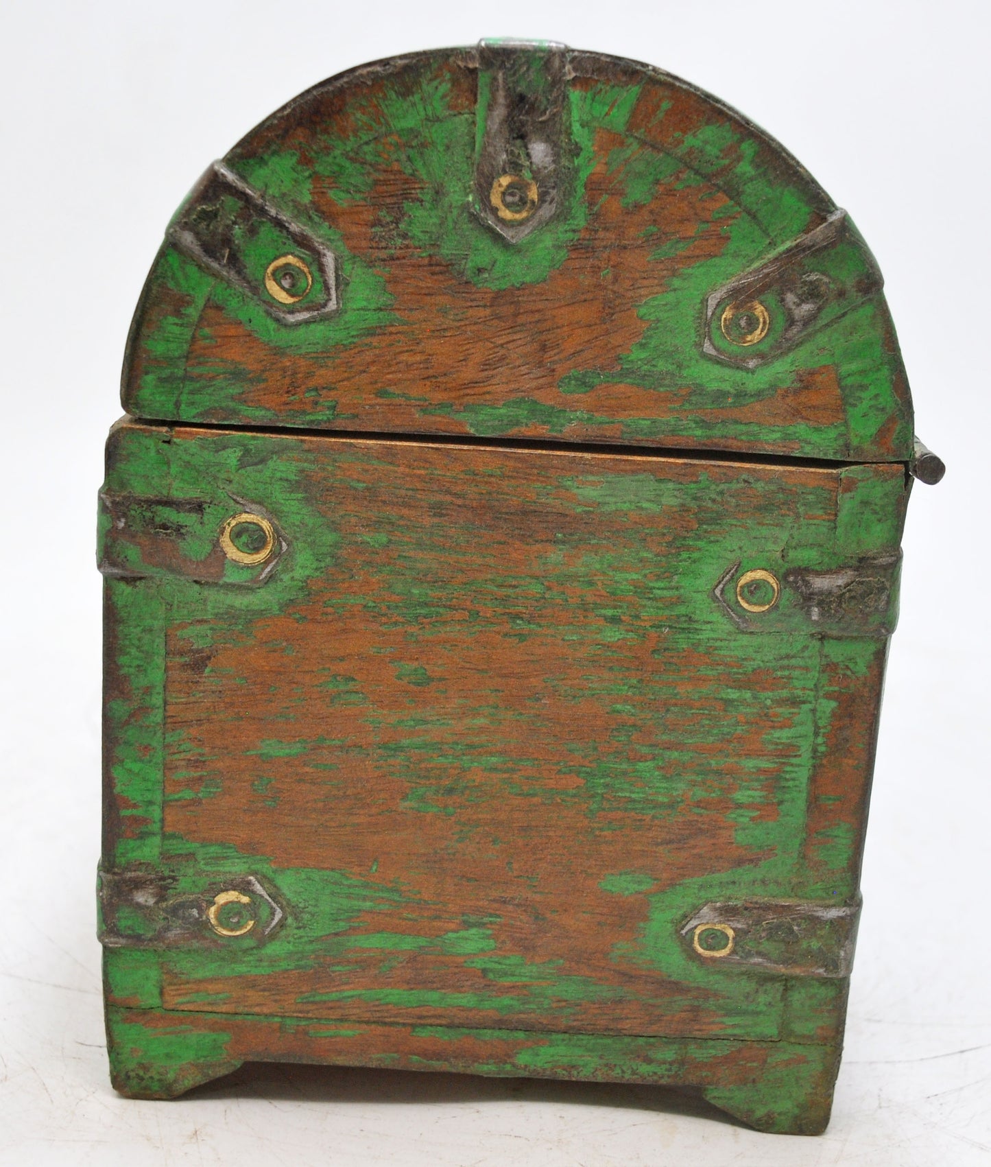 Vintage Wooden Half Round Top Storage Box Original Old Hand Crafted