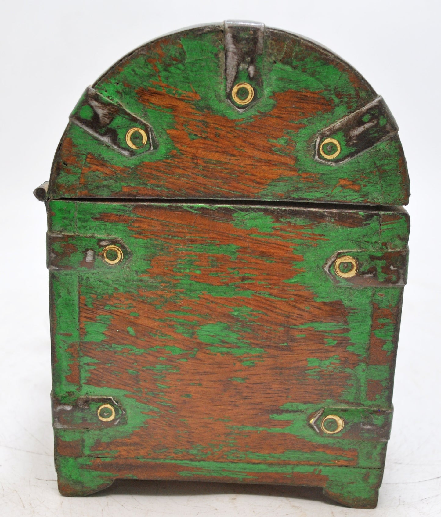 Vintage Wooden Half Round Top Storage Box Original Old Hand Crafted