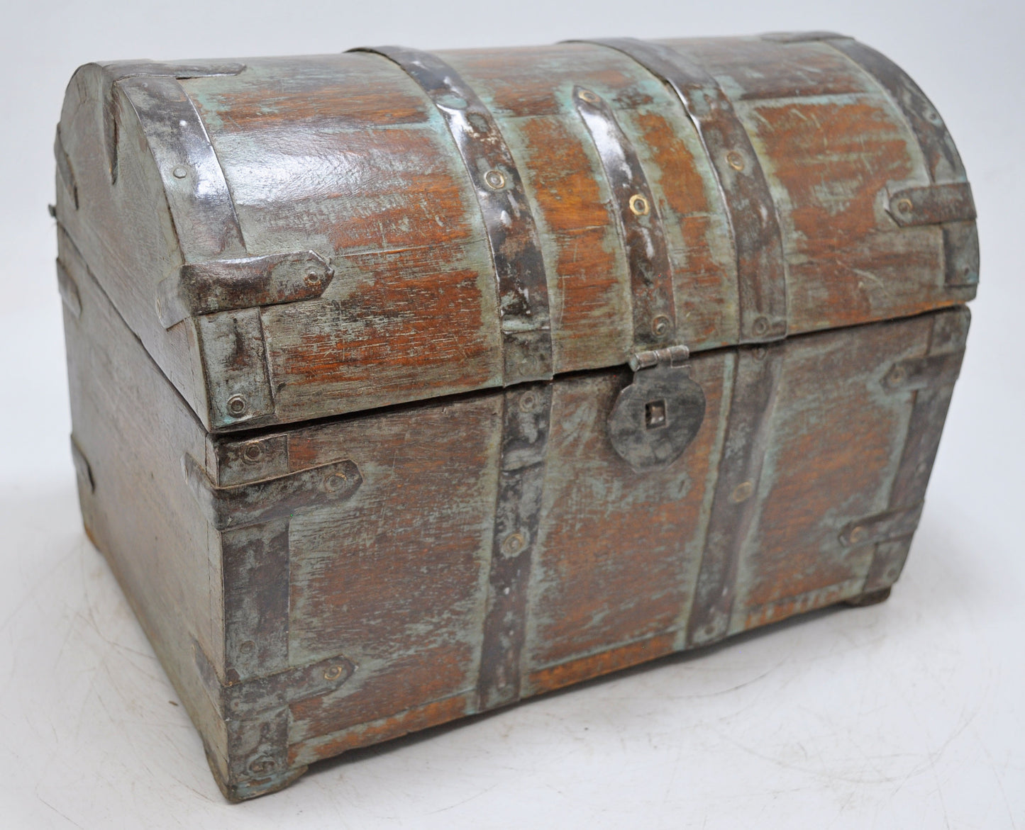 Vintage Wooden Half Round Top Storage Box Original Old Hand Crafted