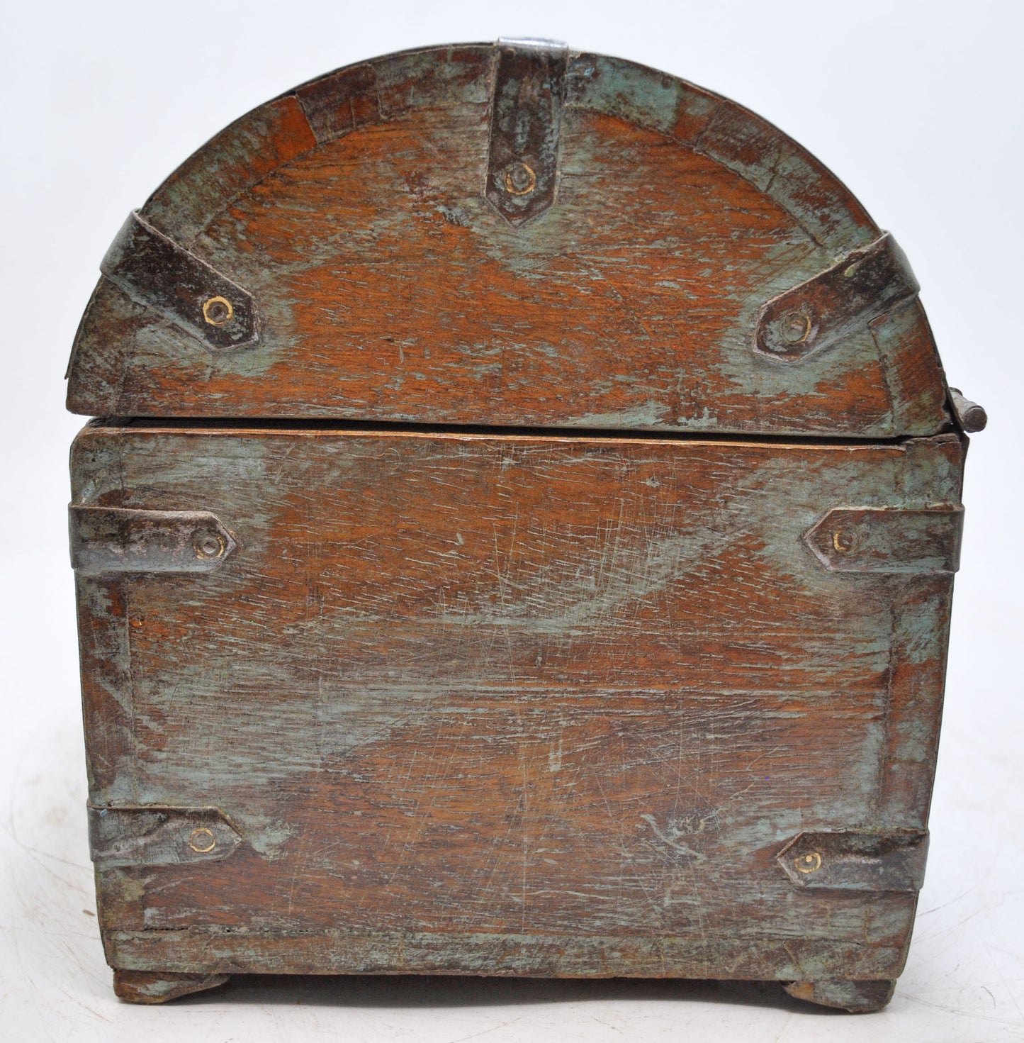 Vintage Wooden Half Round Top Storage Box Original Old Hand Crafted