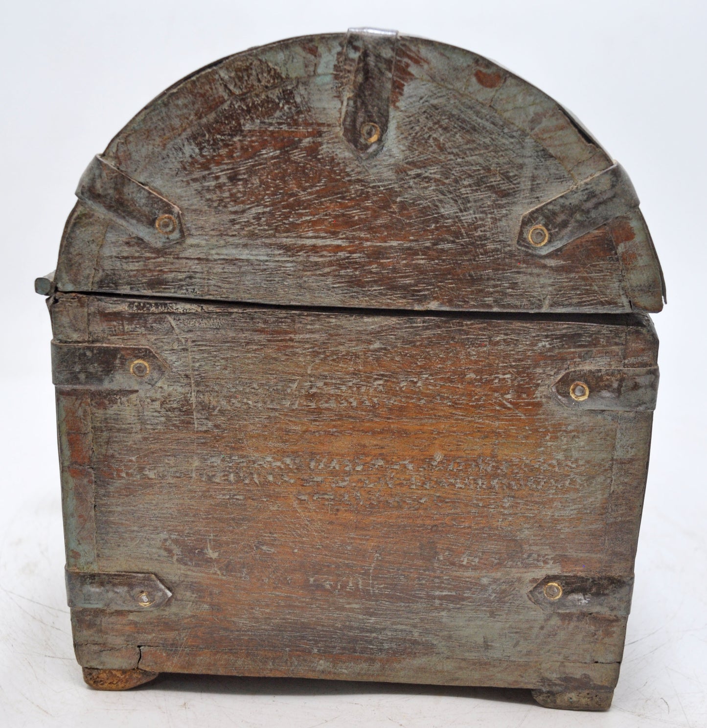 Vintage Wooden Half Round Top Storage Box Original Old Hand Crafted