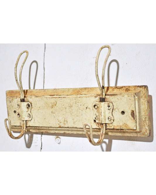 Vintage Wooden Wall Hanging 2 Hook Hanger Original Old Hand Crafted